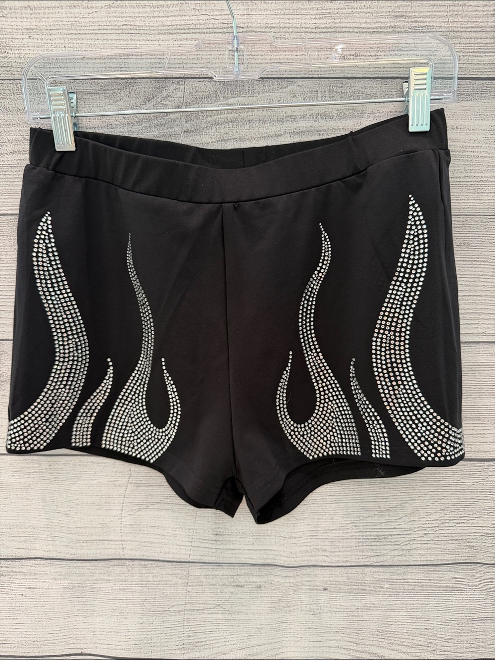 SHEIN Black Rhinestone Flame Bike Shorts